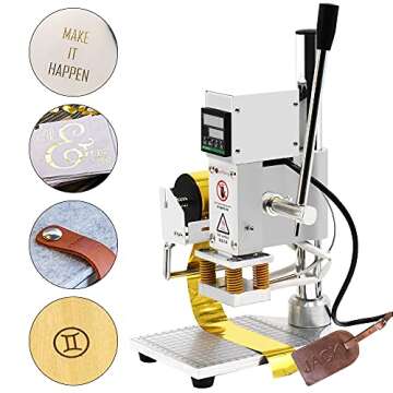 Upgraded Hot Foil Stamping Machine 5x7cm 110V Digital Embossing Machine Manual Tipper Stamper for Le...