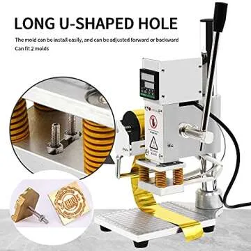 Upgraded Hot Foil Stamping Machine 5x7cm 110V Digital Embossing Machine Manual Tipper Stamper for Leather PU Laminated Paper Logo Embossing 1.97"x2.76"