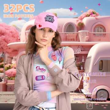 Cute Pink Embroidered Iron on Patches for Unique Style