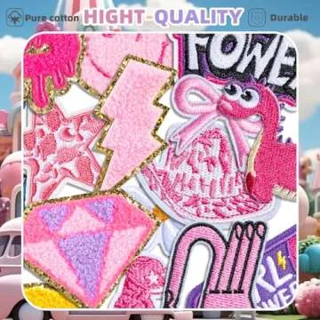 Cute Pink Embroidered Iron on Patches for Unique Style