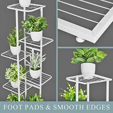 JEPRECO Metal Plant Stand 8 Tier 9 Potted, Multiple Flower Pot Holder Shelves Organizer Rack for Garden Balcony Patio Living Room Indoor Outdoor (9 pot positions, Dark Grey)