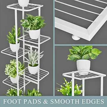 JEPRECO Metal Plant Stand 8 Tier 9 Potted, Multiple Flower Pot Holder Shelves Organizer Rack for Garden Balcony Patio Living Room Indoor Outdoor (9 pot positions, Dark Grey)