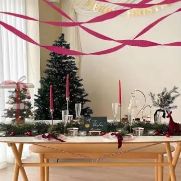 Burgundy Crepe Paper Streamers 8 Rolls, Party Streamers for Birthday Wedding Baby Bridal Shower Decorations Halloween Christmas Craft Supplies (1.8 Inch x 82 Ft/Roll, 656ft)