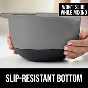 Gorilla Grip Mixing Bowls Set of 2, Slip Resistant Rubber Bottom, Nesting Baking Bowl, Soft Wide Han...