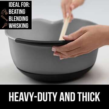 Gorilla Grip Mixing Bowls Set of 2, Slip Resistant Rubber Bottom, Nesting Baking Bowl, Soft Wide Handle, Easy Pour Spout, Electric Mixer and Dishwasher Safe, Kitchen Essentials, 5 QT, 3 Quart, Gray