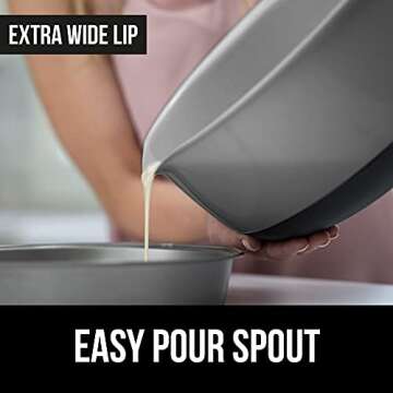 Gorilla Grip Mixing Bowls Set of 2, Slip Resistant Rubber Bottom, Nesting Baking Bowl, Soft Wide Handle, Easy Pour Spout, Electric Mixer and Dishwasher Safe, Kitchen Essentials, 5 QT, 3 Quart, Gray