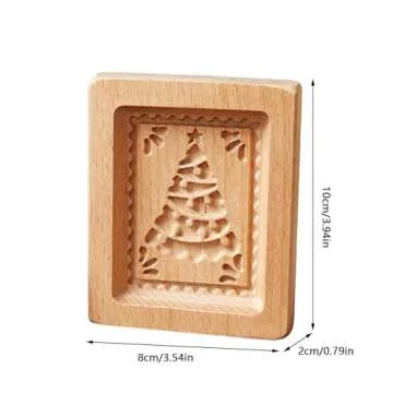 Christmas Wooden Cookie Molds, Fall Biscuit Carved Cookie Cutter, Baking Cookie Biscuit Cutter Embossing Press Stamps for Easter Thanksgiving Christmas Kitchen DIY Family Gatherings (Christmas Tree)