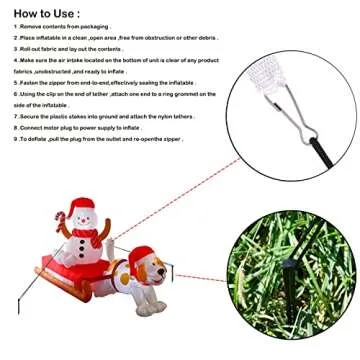 Nifti Nest 4.75 Ft Tall x 8 Ft Long Christmas Inflatable with Season's Sled, Snowman, Cute Dog, Built-in LED Lights - Outdoor/Indoor Christmas Decorations, Christmas Blowups, Lawn Party Décor