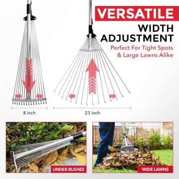 Adjustable Telescopic Rake for Lawn & Garden Maintenance