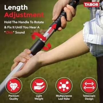 Adjustable Telescopic Rake for Lawn & Garden Maintenance