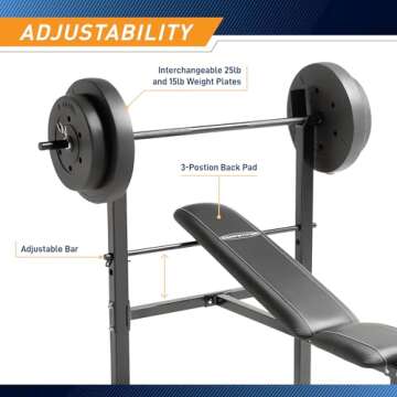 Marcy Competitor Standard Workout Bench with Weight Set