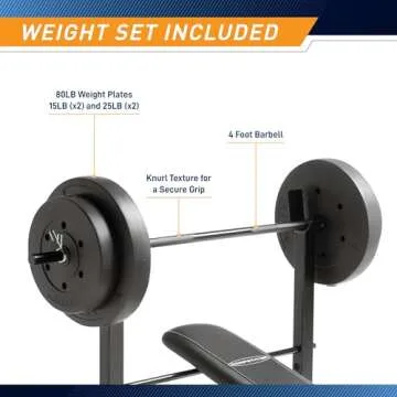 Marcy Competitor Standard Workout Bench with Weight Set
