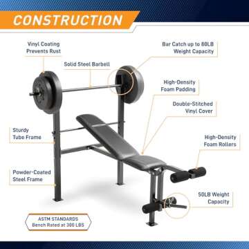 Marcy Competitor Standard Workout Bench with Weight Set
