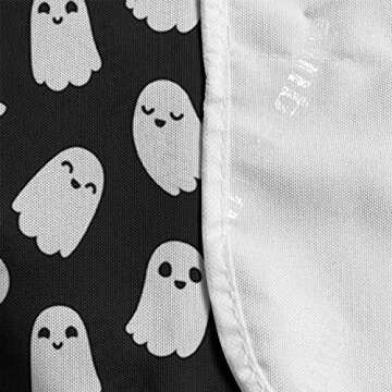 Ambesonne Ghost Microwave Oven Cover, Spooky Funny Phantom Continuous Pattern Cartoon Drawing Halloween Theme, Water Resistant Organizer with Pockets for Kitchen, 36" x 12", Dark Grey and White