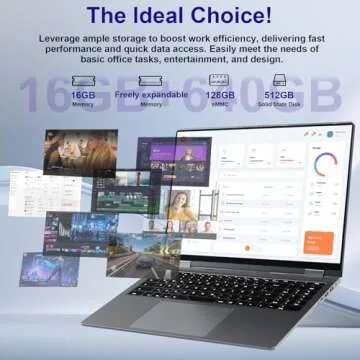 Jumper 2 in 1 Laptop, 16 inch Convertible Laptop Computer with IPS FHD 360 Degree Touchscreen, 640GB...