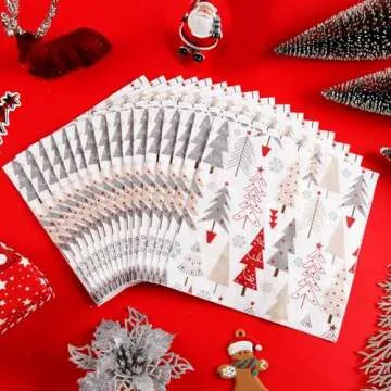 Quera 50 Pack Christmas Paper Napkins for Holidays
