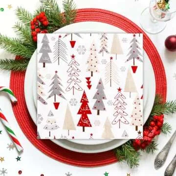 Quera 50 Pack Christmas Paper Napkins for Holidays