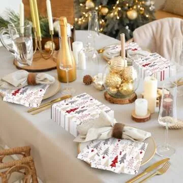 Quera 50 Pack Christmas Paper Napkins for Holidays