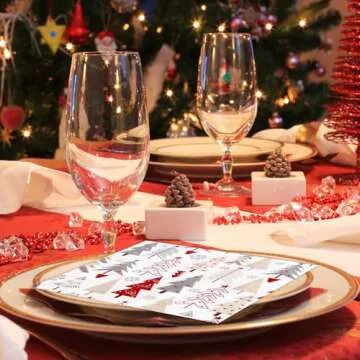 Quera 50 Pack Christmas Paper Napkins for Holidays