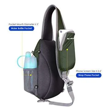 WATERFLY Crossbody Sling Bag Small Water Resistant Backpack Lightweight Shoulder Chest Daypack for Men Women Hiking Travel
