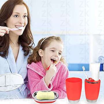 Stylish and Functional Bathroom Accessories Set - 6 Pieces in Vibrant Red