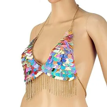 Chran Color Sequin Body Chain - Sexy Adjustable Harness