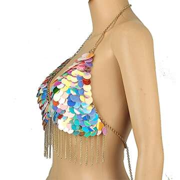 Chran Color Sequin Body Chain - Sexy Adjustable Harness