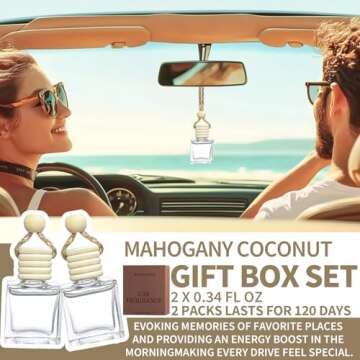 VUTOLLOSA Daily Unisex Mahogany Coconut Car Air Freshener Hanging, 2-Pack Liquid Air Fresheners with...