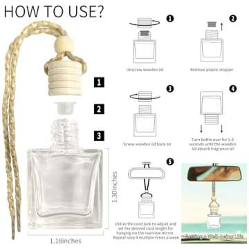 VUTOLLOSA Daily Unisex Mahogany Coconut Car Air Freshener Hanging, 2-Pack Liquid Air Fresheners with Cedar, Pine Scents, White, 10ML Each, Up to 50 Days Fragrance Duration