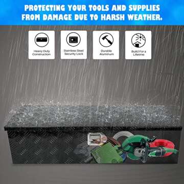 TYFYB 39"X13"X10" Black Aluminum Heavy Duty Pick-Up Truck Bed 5 Bar Tread Tool Box Trailer Storage Tool Box With Lock & Keys