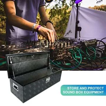 TYFYB 39"X13"X10" Black Aluminum Heavy Duty Pick-Up Truck Bed 5 Bar Tread Tool Box Trailer Storage Tool Box With Lock & Keys