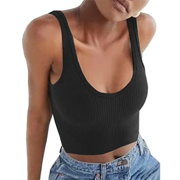 Artfish Women's Sleeveless Ribbed Crop Tank Top - Stylish and Versatile