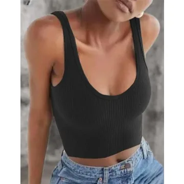 Artfish Women's Stylish Sleeveless Ribbed Crop Top