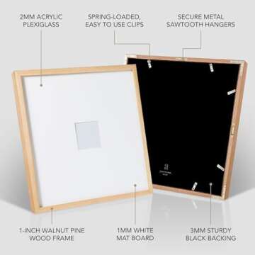 artisane home goods - Gallery Frame 1.0, Picture Frame, 20x20 White Oak, Gallery Wall Frame Set, Large Picture Frame, Oversized Mat (4x4, 4x6, and 5x7)