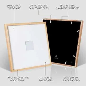 artisane home goods - Gallery Frame 1.0, Picture Frame, 20x20 White Oak, Gallery Wall Frame Set, Large Picture Frame, Oversized Mat (4x4, 4x6, and 5x7)