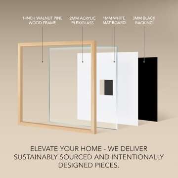 artisane home goods - Gallery Frame 1.0, Picture Frame, 20x20 White Oak, Gallery Wall Frame Set, Large Picture Frame, Oversized Mat (4x4, 4x6, and 5x7)