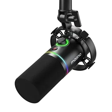 MAONO XLR/USB Dynamic Microphone, RGB Gaming Mic with Software, Mute, Gain Knob, Volume Control and ...