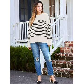 LILLUSORY Striped Oversized Sweaters - Trendy and Cozy Fall Fashion