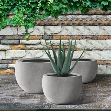Kante Round Concrete Planter Set - Stylish & Durable Planters