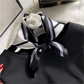 Aufeel 100% Real Mulberry Silk Women Small Square Neck Scarfs 21" Lightweight Headscarf Printed Neck...
