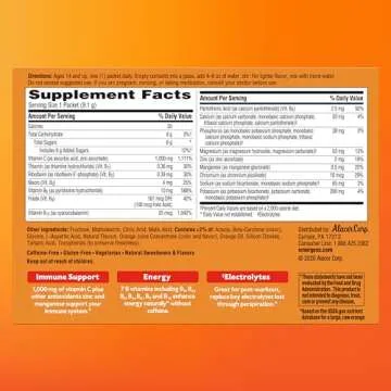 Emergen-C 1000mg Vitamin C Powder, with Antioxidants, B Vitamins and Electrolytes, Vitamin C Supplements for Immune Support, Caffeine Free Drink Mix, Tangerine Flavor - 60 Count/2 Month Supply