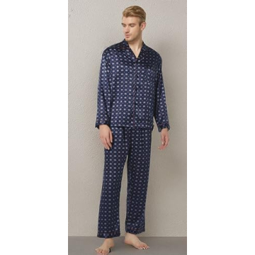 TONY & CANDICE Men's Classic Satin Pajama Set Sleepwear