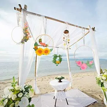 Rannco Wreath Rings, 14 Pack 7 Sizes (4 5 6 7 8 9 10 lnch) Wooden Bamboo Floral Hoop Wreath Macrame Craft Hoop Rings for DlY Dream Catcher, Wedding Wr