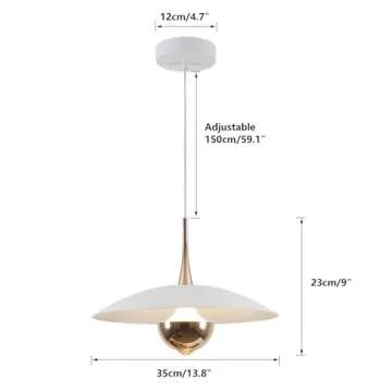 Fulesi Farmhouse Large Pendant Light Mid Century Modern Ceiling Lights Fixture with White Dome Metal...