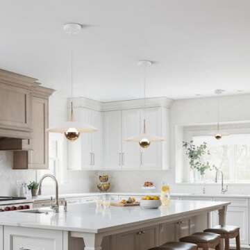 Fulesi Farmhouse Large Pendant Light Mid Century Modern Ceiling Lights Fixture with White Dome Metal Lampshade Vintage Led Pendant Lighting for Kitchen Hallway Bedroom