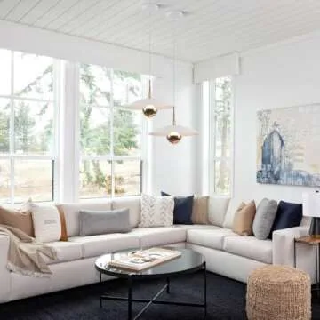 Fulesi Farmhouse Large Pendant Light Mid Century Modern Ceiling Lights Fixture with White Dome Metal Lampshade Vintage Led Pendant Lighting for Kitchen Hallway Bedroom