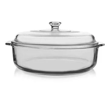 Libbey Baker’s Basics Glass Casserole Dish, Stackable, Clear Versatile 3 Qt Casserole Dish, Round Baking Dish with Cover for Food Prep and Baking
