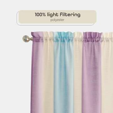 Spectrum Rod Pocket Panel Window Curtain - 50 Inch Width, 63 Inch –Length Lilac/Turquoise, Semi-Sheer & Machine Washable Soft Polyester Drapes for Bedroom Living & Dining Room by Achim Home Decor