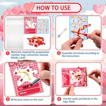 Valentine Building Blocks Gifts for Kids - 24 Pack Set