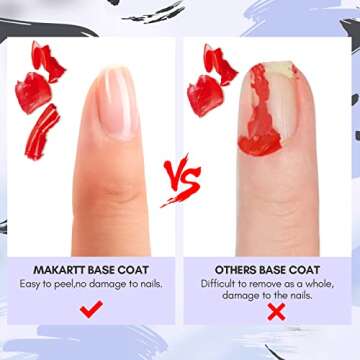 Makartt Peel Off Base Coat, Press on Nails Base Coat 15ml UV Base Coat Nail Polish Peelable Base Gel for Takeoff Nail Practice Beginners, No Soaking Filing Required